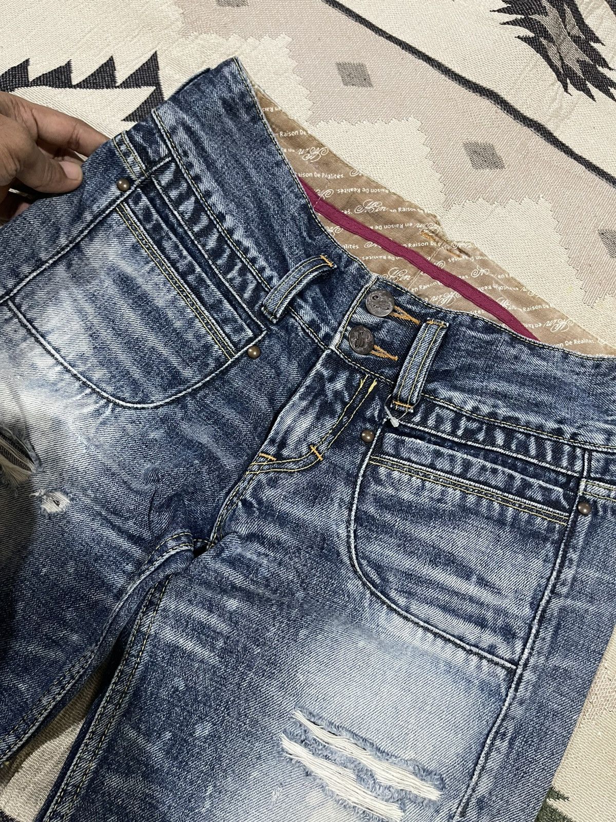 If Six Was Nine 2000s IF SIX WAS NINE STYLE MUDWASH FLARE DENIM JEANS Size 26" / US 2 / IT 38 - 10 Thumbnail