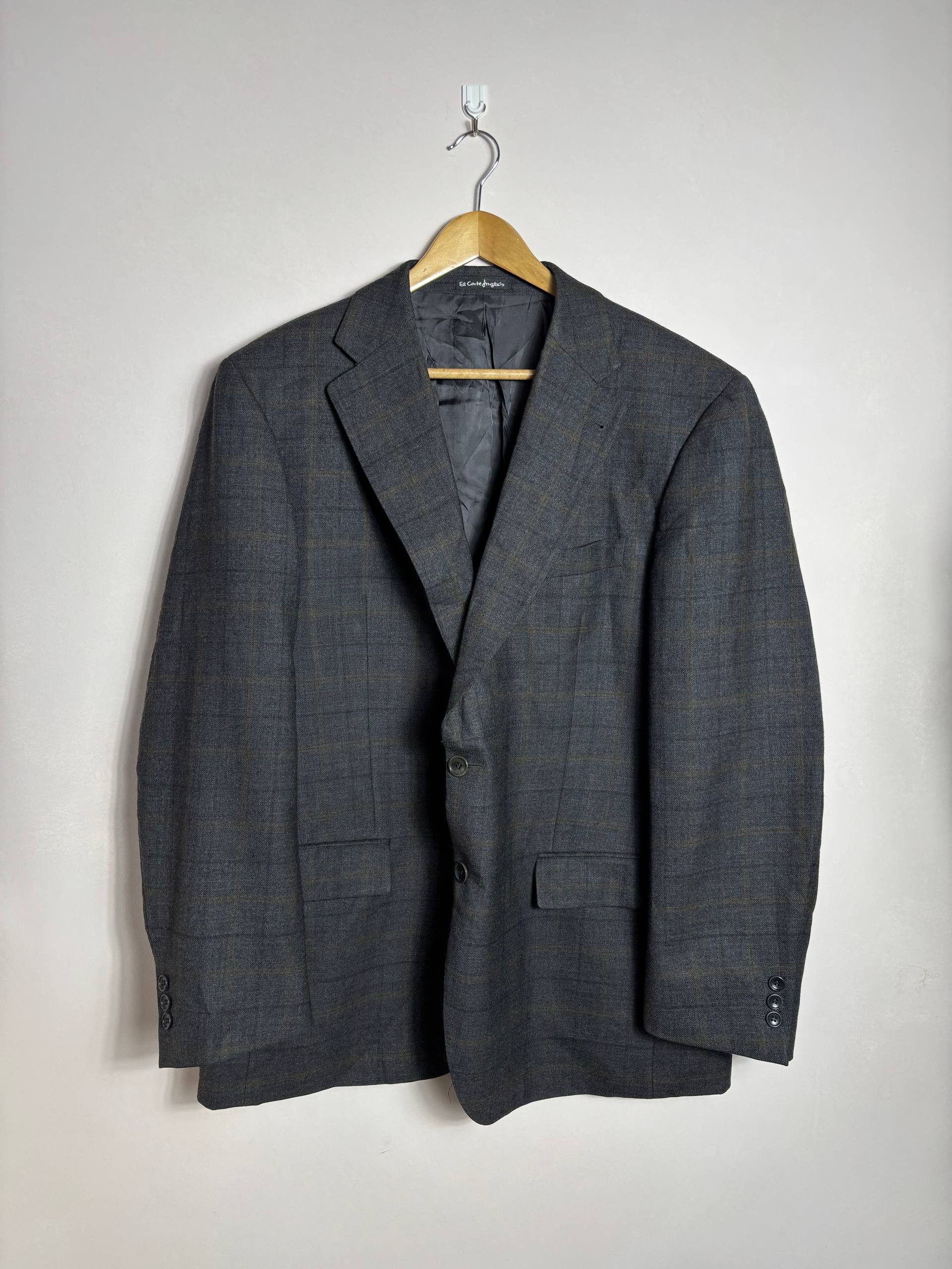 Other Dustin El Corte Tweed Check Gray Lined Wool Blazer 46 EU 56R Size 46R - 1 Thumbnail