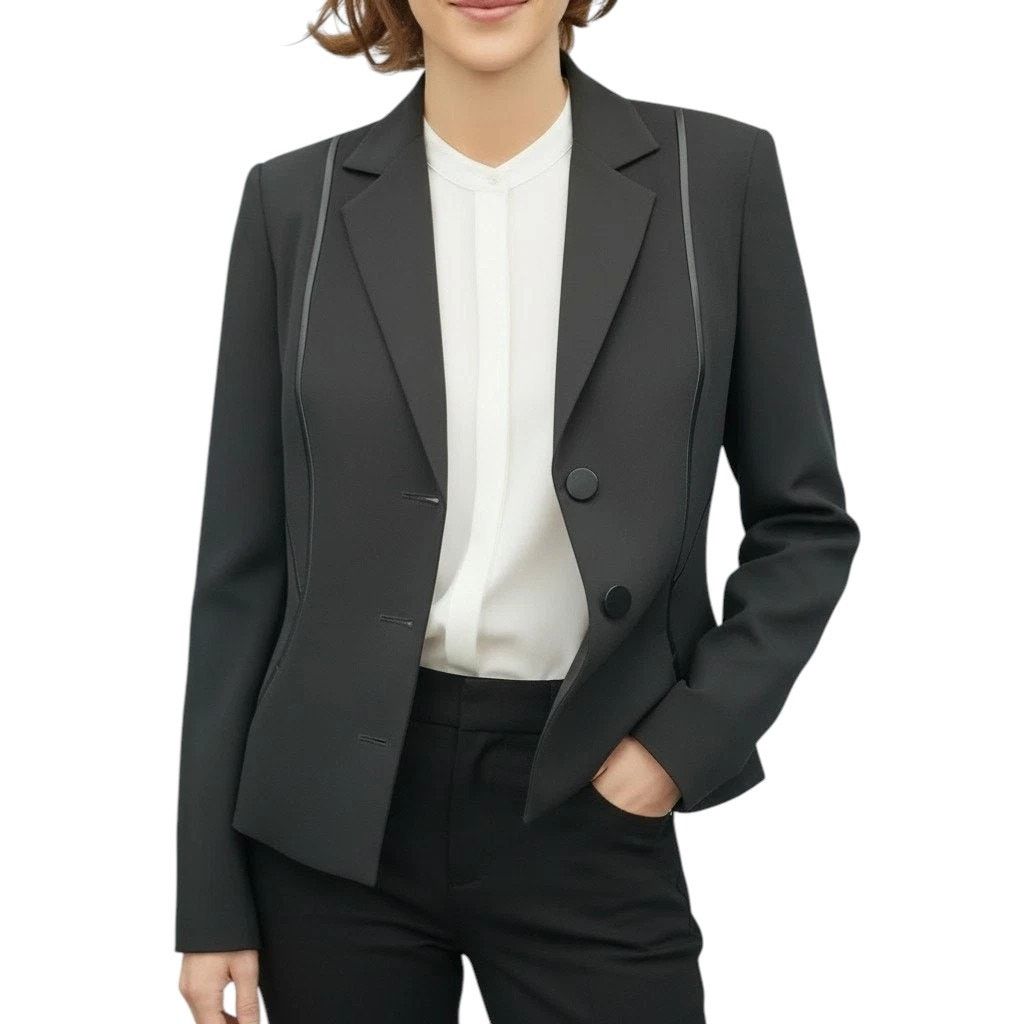 Calvin Klein NWT Calvin Klein Blazer Jacket Black Piping 3 Button Size S / US 4 / IT 40 - 2 Thumbnail