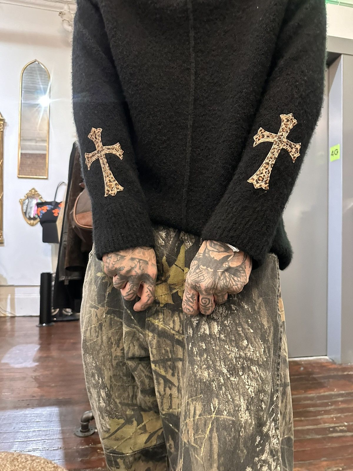 Chrome Hearts Chrome Hearts CASHMERE CROSS PATCH Sweater M-XL Sweater Size US L / EU 52-54 / 3 - 3 Thumbnail