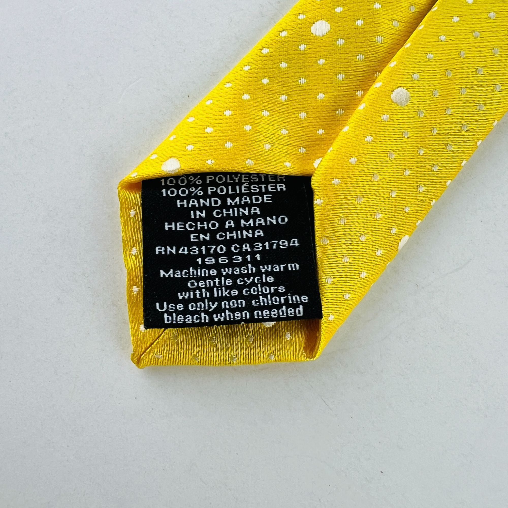 J Ferrar J Ferrar Yellow Dot Skinny Necktie Tie Size ONE SIZE - 5 Thumbnail