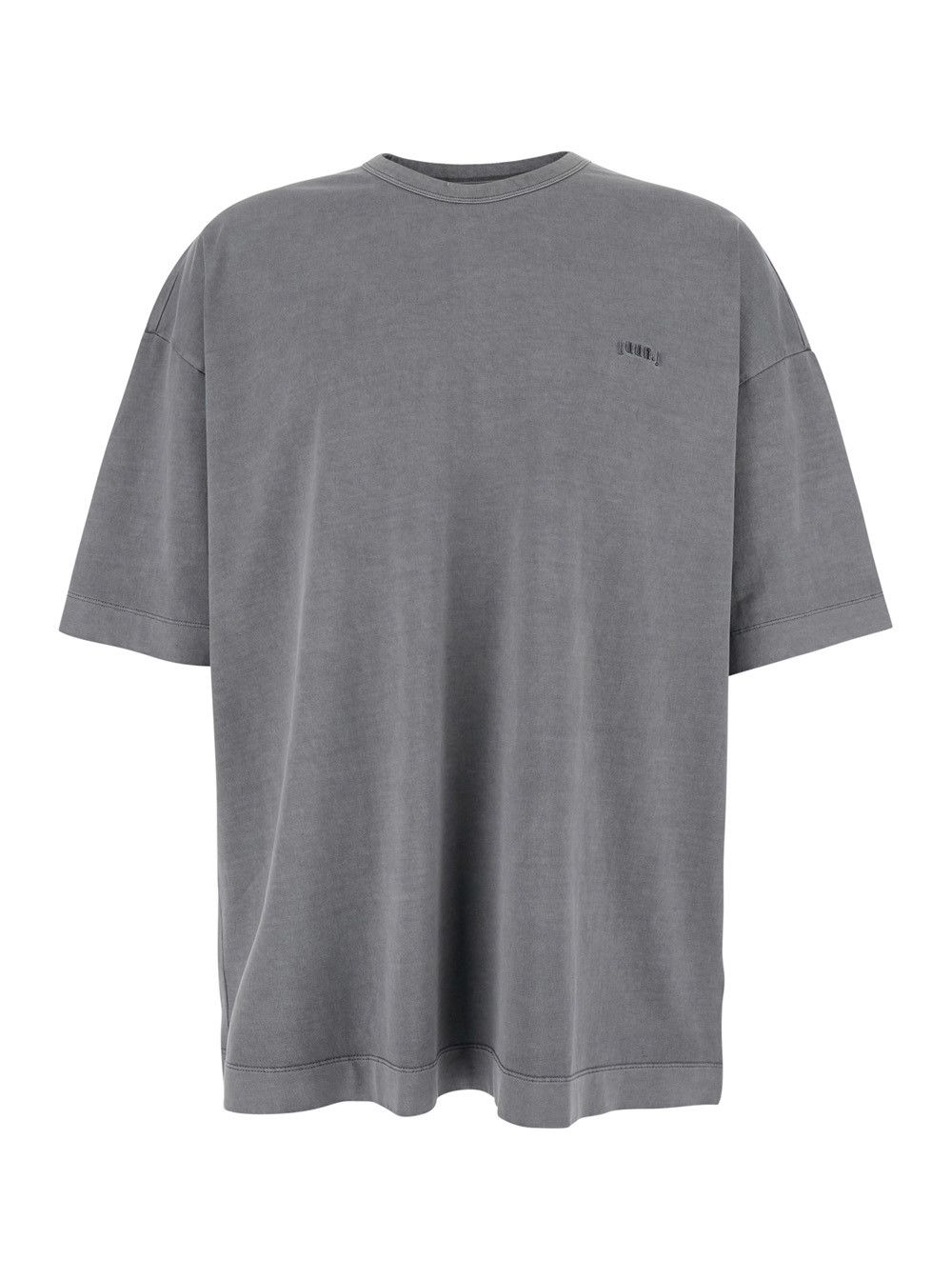 Juun.J Grey T-Shirt with Logo Embroidered on the Front and Print on the Back in Cotton Man Size US S / EU 44-46 / 1 - 1 Thumbnail
