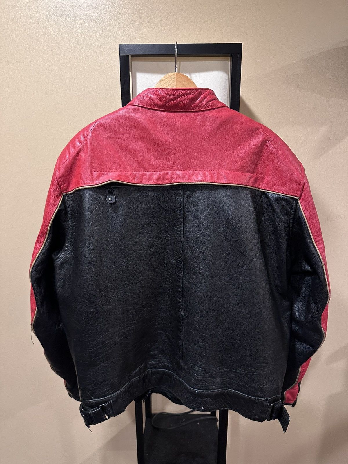 Vintage Vintage Xelement Red / Black Racer Moto Biker Leather Jacket Size US XXL / EU 58 / 5 - 14 Thumbnail