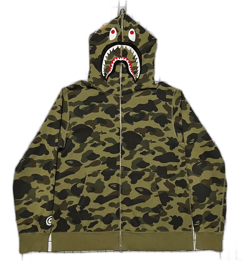 Bape Bape Green Camouflage Shark Hoodie XXL Size US XXL / EU 58 / 5 - 1 Thumbnail