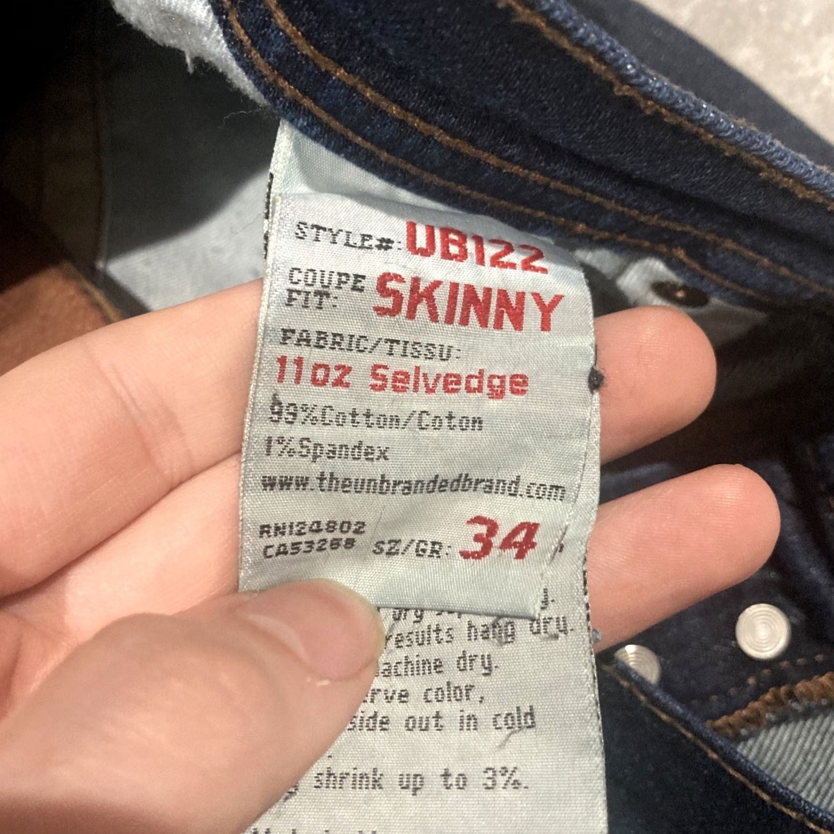 Vintage VINTAGE UB122 Jeans Mens 32x29 Blue Skinny Button-Fly 11oz Selvedge UB122 Jeans Mens Blue Skinny Button-Fly 11oz Selvedge Size US 32 / EU 48 - 7 Thumbnail