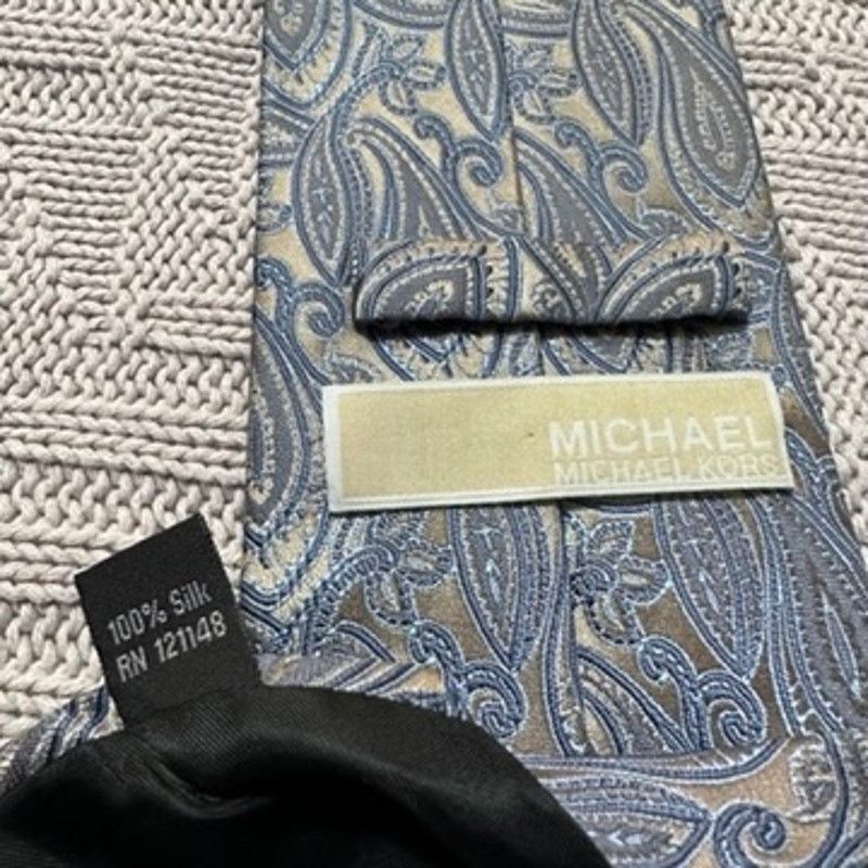 Michael Kors Michael Michael Kors silver monotone paisley silk tie Size ONE SIZE - 3 Thumbnail