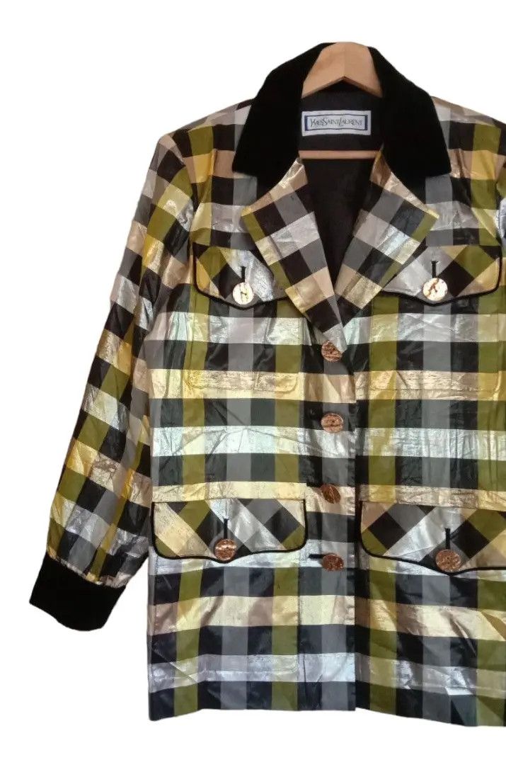 Yves Saint Laurent YSL Yves Saint Laurent Plaid Design Blazer Jacket Size XL / US 12-14 / IT 48-50 - 4 Thumbnail