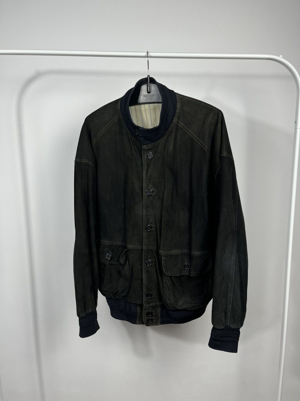 Leather Vintage Distressed Suede Bomber Jacket Size 50 Size US M / EU 48-50 / 2 - 1 Thumbnail