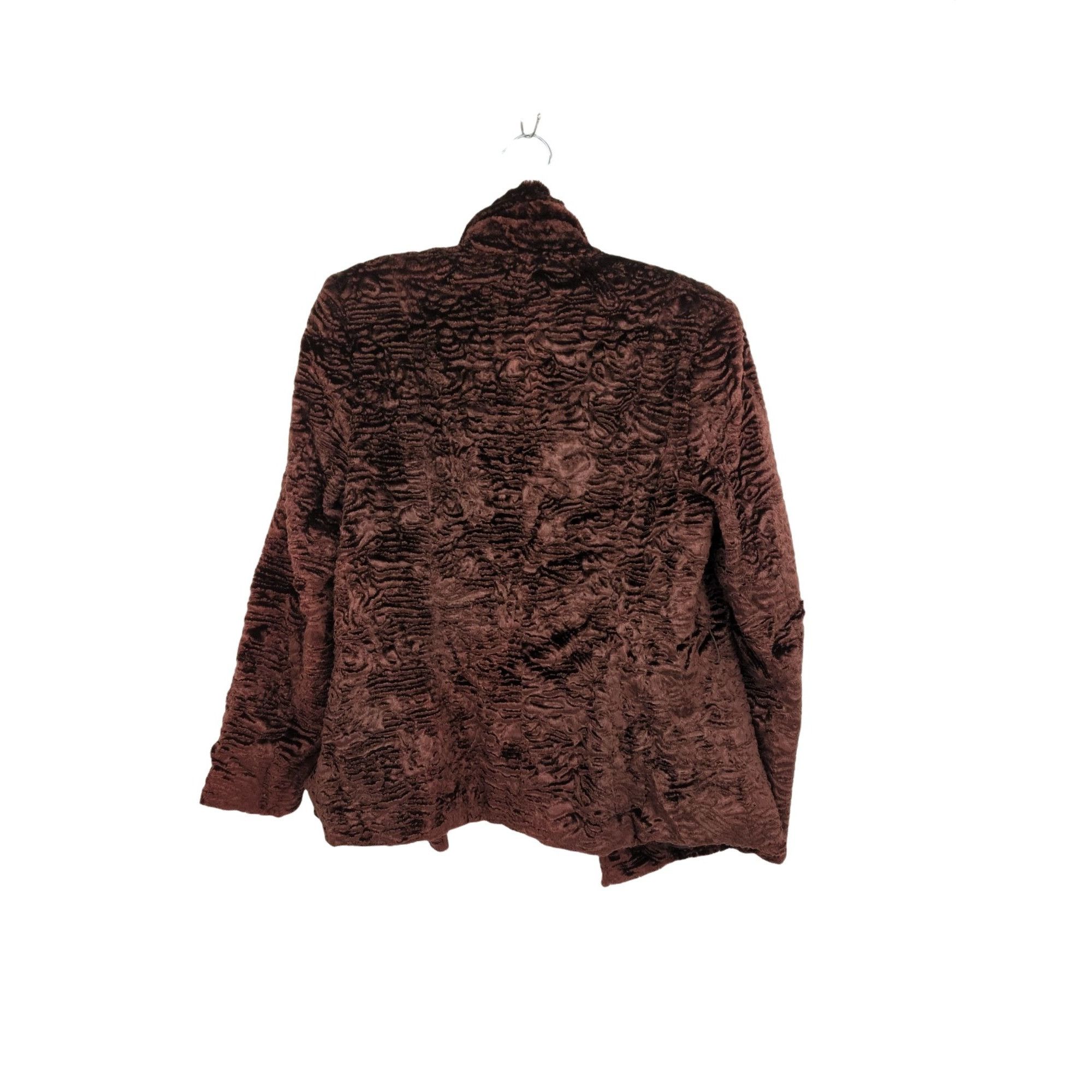 Vintage Vtg 90's Vegan Faux Persian Lamb Fur Jacket Sz M Chocolate T Size M / US 6-8 / IT 42-44 - 3 Thumbnail