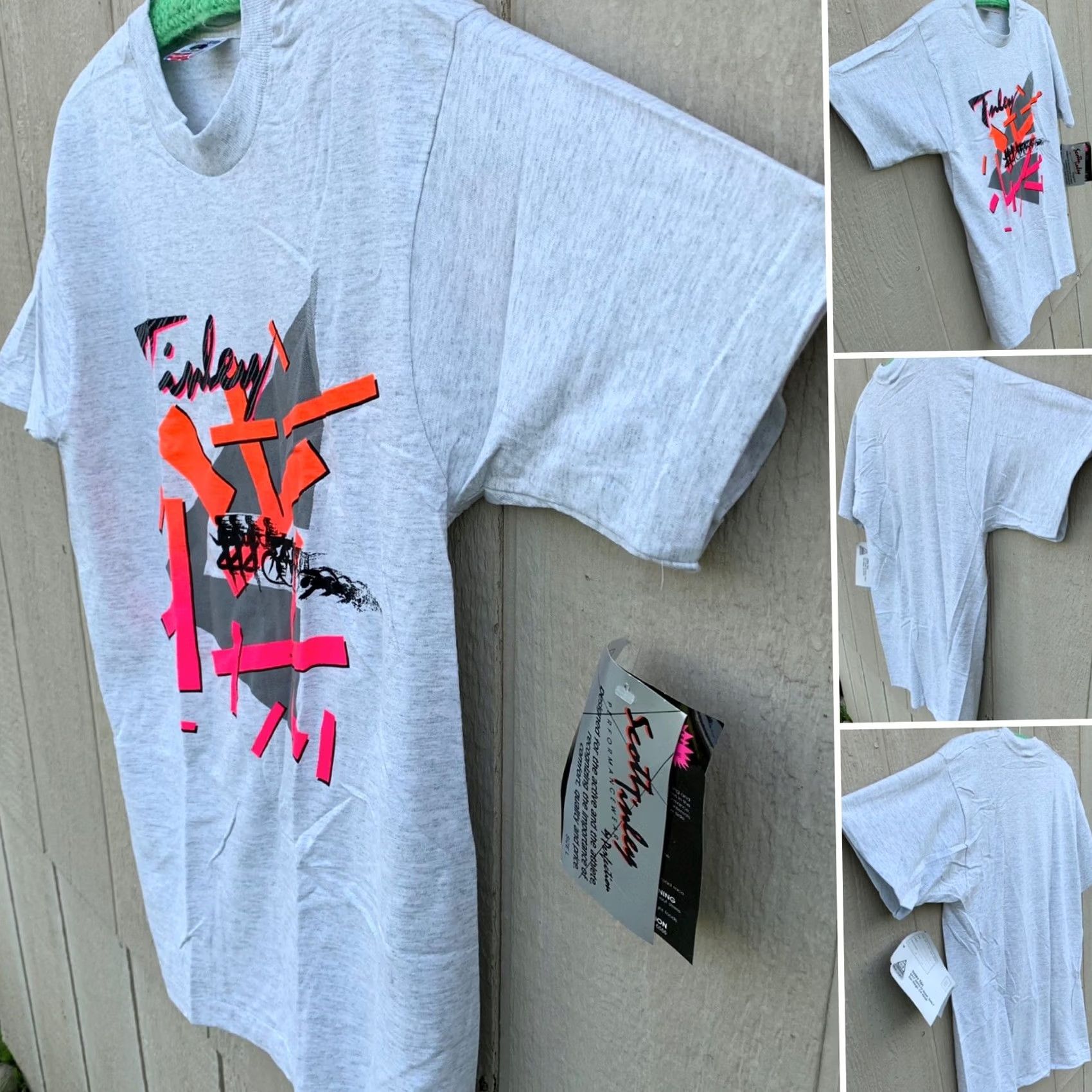 Fruit Of The Loom VINTAGE Fruit of the Loom Tinley t-shirt gray geometric neon graphics crew neck short sleeve L US Triathlon 90s Mens Tee Size US L / EU 52-54 / 3 - 2 Thumbnail