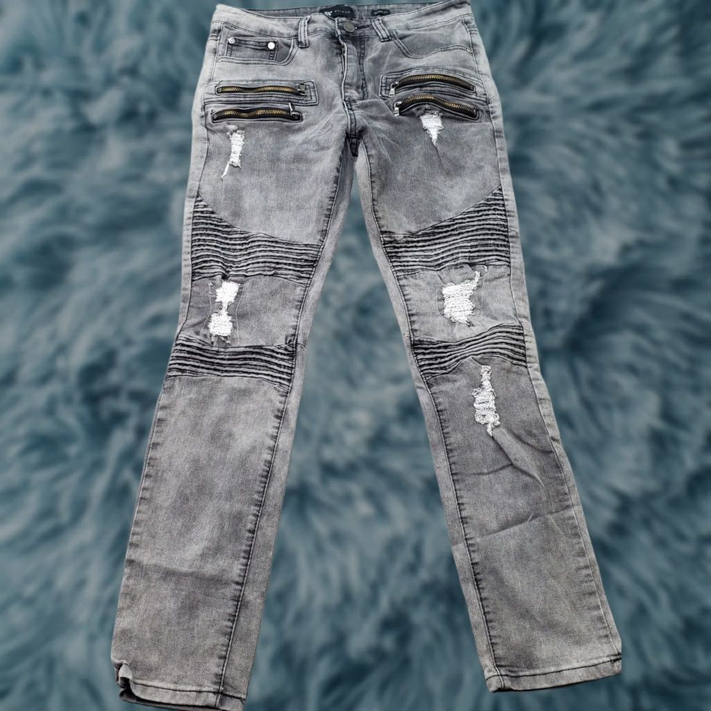 Denime Waimea Skinny Jeans Mens 30 Multi Denim Pintuck Distressed Slim Fit Zip Pockets - Fashion & Style Size US 30 / EU 46 - 1 Thumbnail