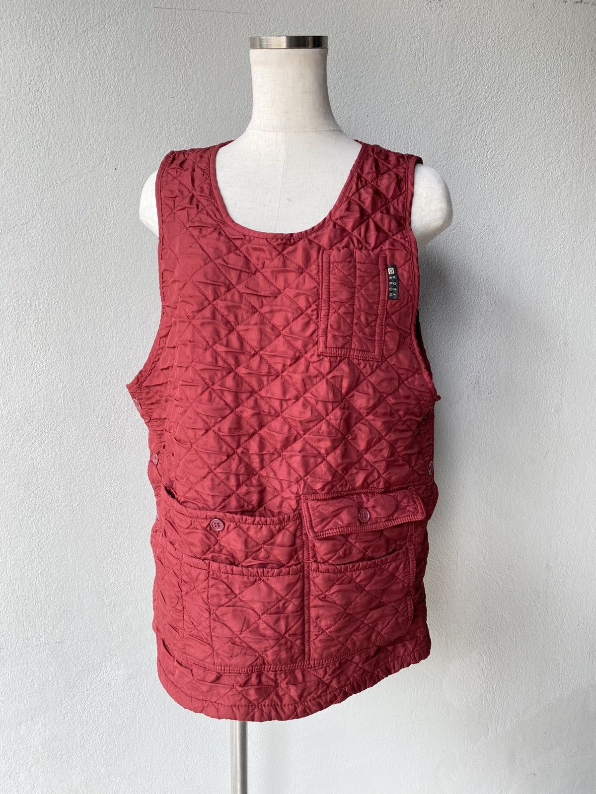 Designer × Japanese Brand Work pron Red Quilted Utility Vest Size M / US 6-8 / IT 42-44 - 11 Thumbnail
