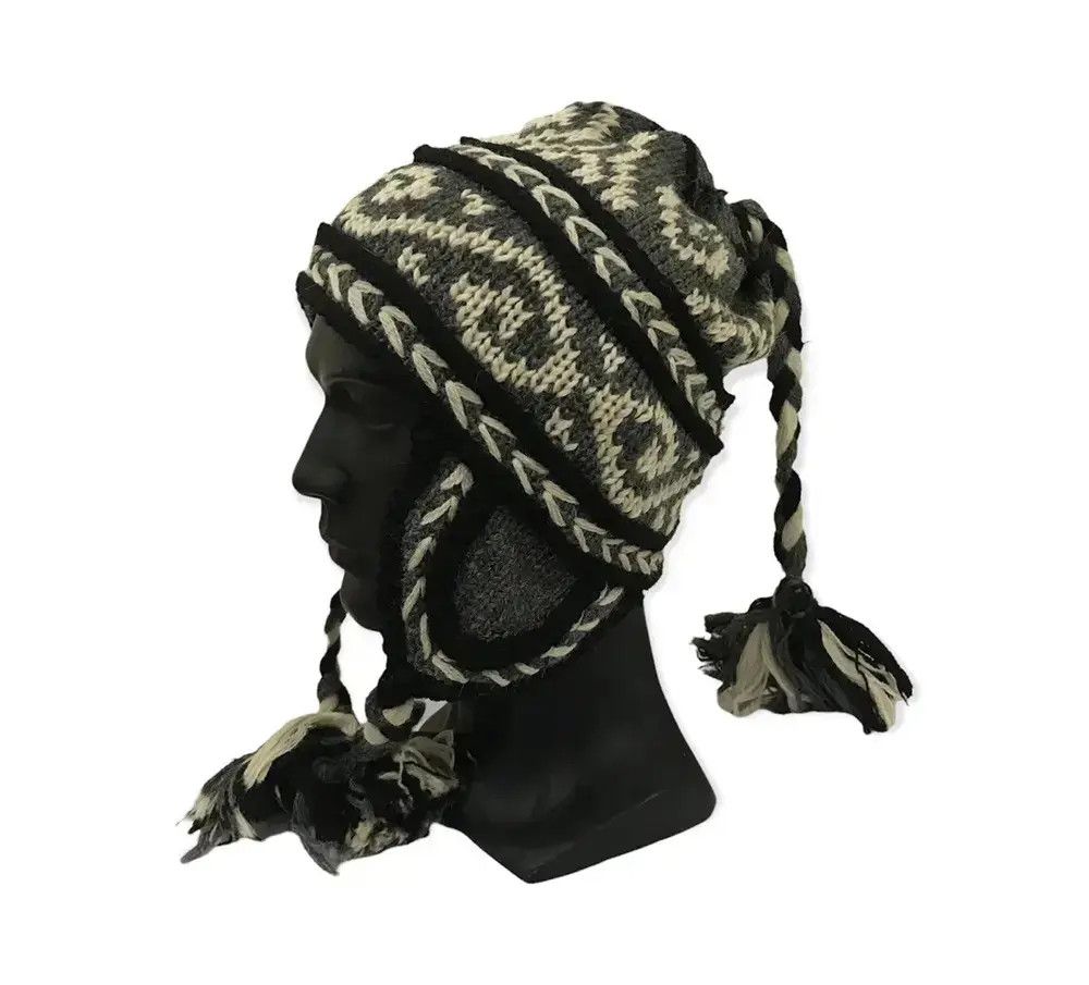Japanese Brand Rare Peruvan Knit Earflap Beanie Hat Size ONE SIZE - 1 Thumbnail