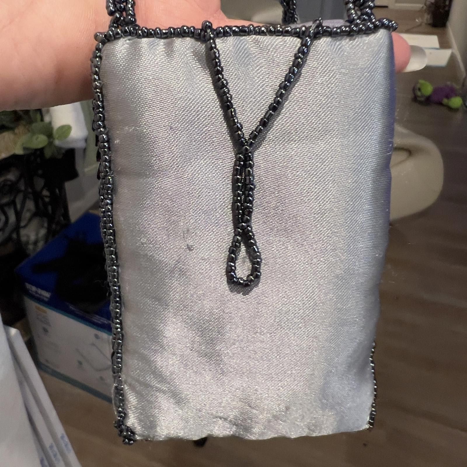 Unknown London Elegant Black Beaded Evening Bag with Long Chain Strap Size ONE SIZE - 4 Thumbnail