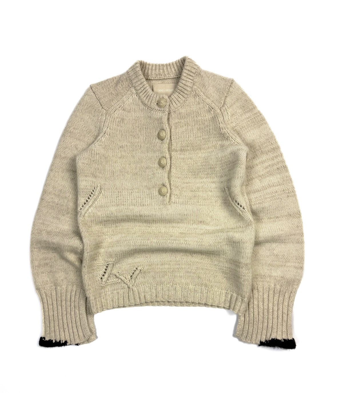 Zadig & Voltaire Zadig & Voltaire Beige Wool Cashmere Knit Sweater Jumper XS Size XS / US 0-2 / IT 36-38 - 1 Thumbnail