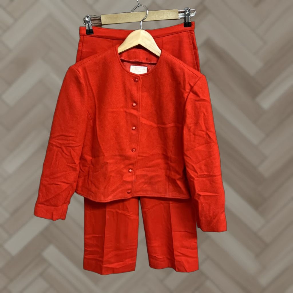 Pendleton VINTAGE Pendleton Jacket Pant Set 100% Wool Red Women's Suit 2 Piece Casual Size 28" / US 6 / IT 42 - 1 Thumbnail