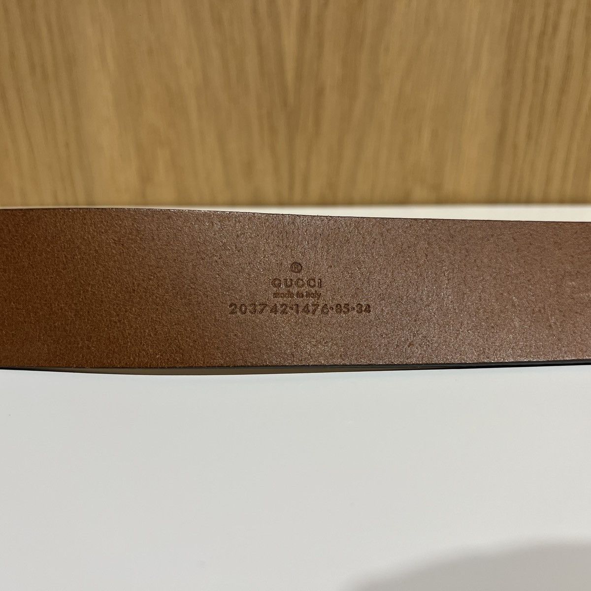 Gucci 🔹Gucci G Buckle Leather Belt 203742 Size 34 - 2 Thumbnail