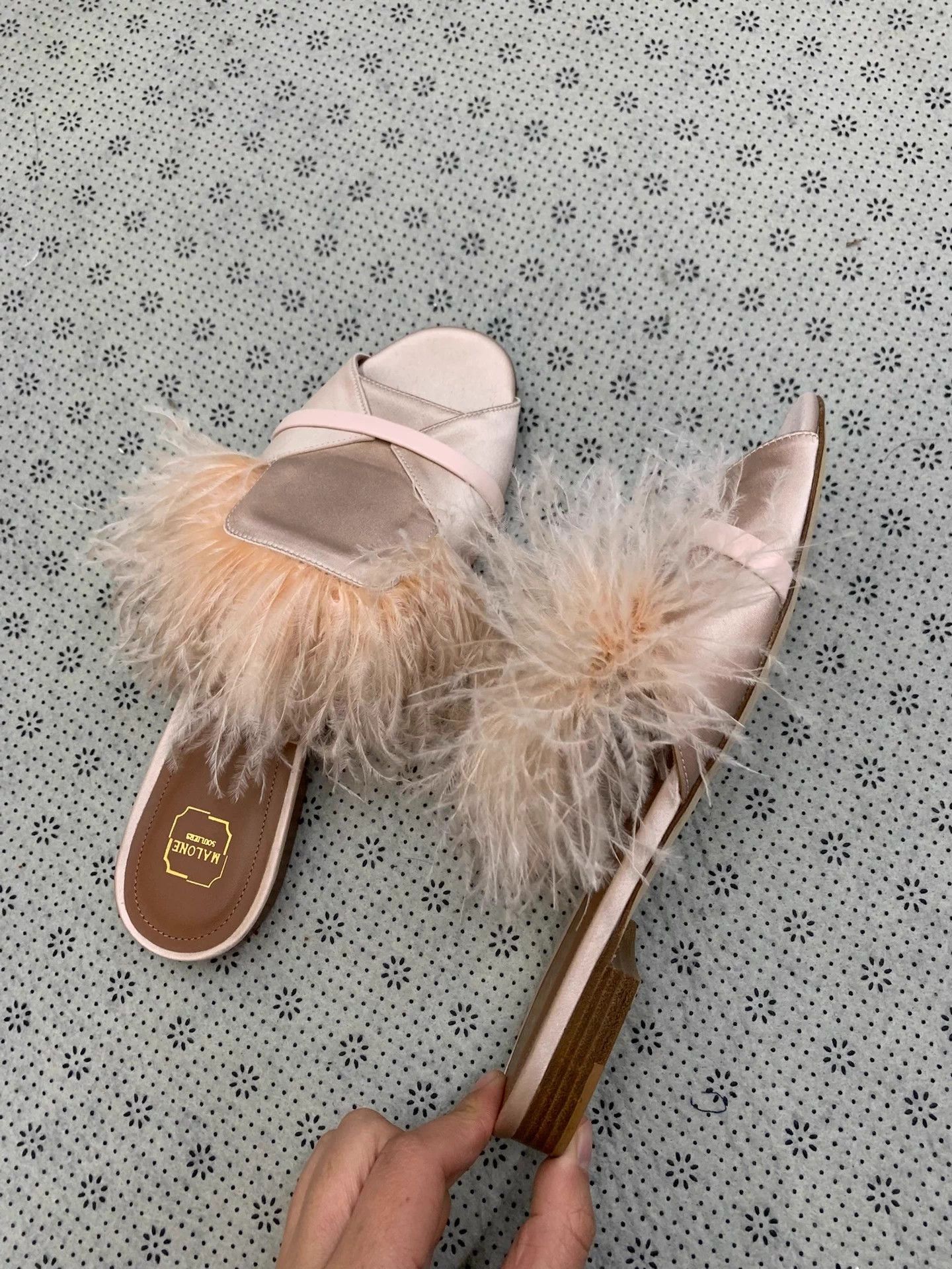 Issey Miyake Malone Souliers Pink Ostrich Fur Slippers 36.5 EU New Size US 5.5 / IT 35.5 - 2 Thumbnail
