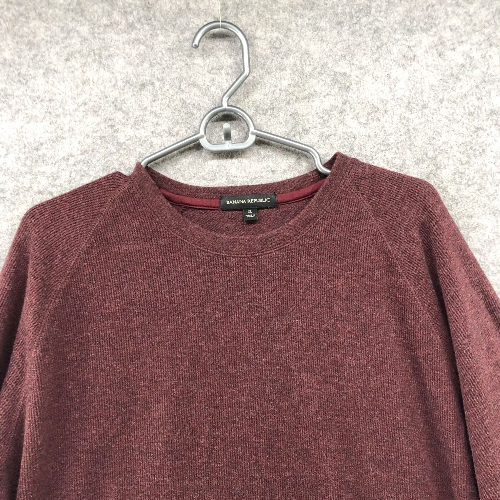 Banana Republic Banana Republic Sweatshirt Mens XL Wine Red Crewneck Pullover Knit Wool Blend Cotton Size US XL / EU 56 / 4 - 3 Thumbnail
