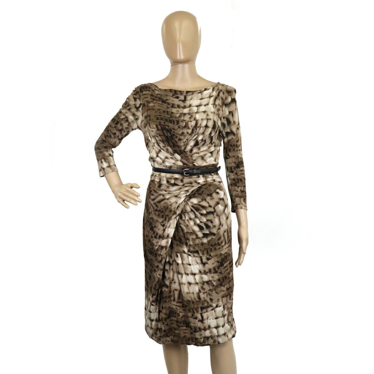 Max Mara MaxMara Max Mara Rayon Wool Stretch Dress with Belt Multicolor Others Dresses DUTY FREE for USA Size ONE SIZE - 1 Thumbnail