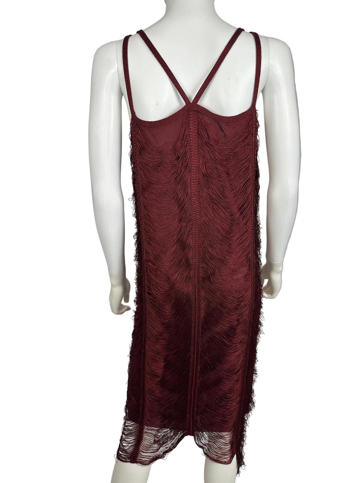 Jean Paul Gaultier Jean Paul Gaultier Maille Femme Burgundy Fringe Dress Size L / US 10 / IT 46 - 2 Thumbnail