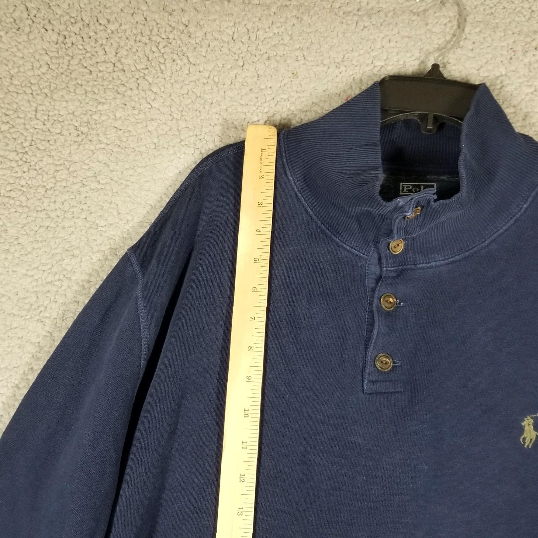 Polo Ralph Lauren VINTAGE Polo Ralph Lauren Sweatshirt Mens 2XL Navy Mock Neck Henley Pullover Pony Shirt Mens 2XL Navy Blue 4-Button Embroidered Logo Size US XXL / EU 58 / 5 - 4 Thumbnail