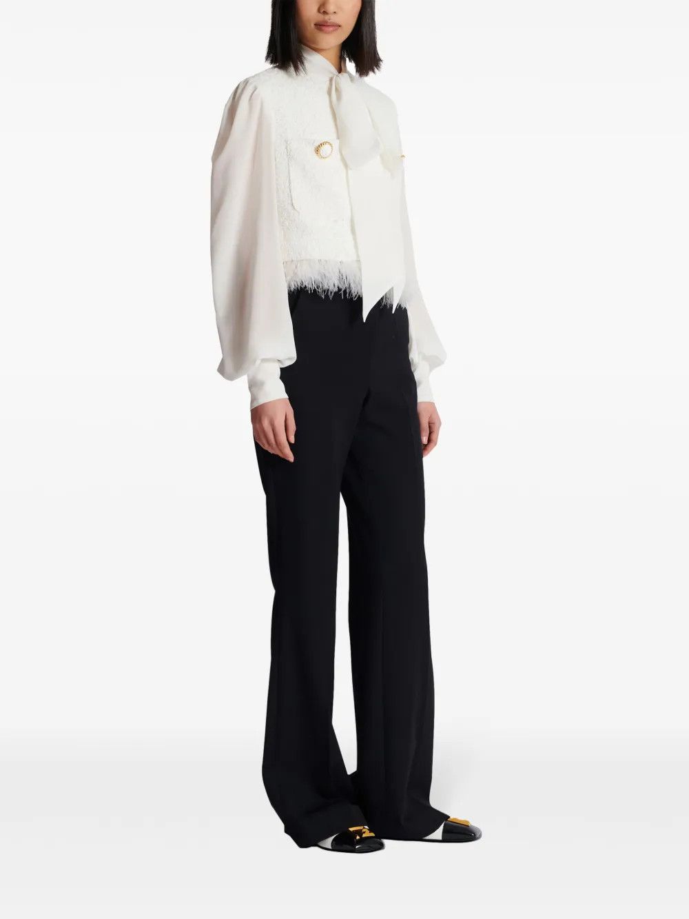 Balmain o1s1wg110825 Panelled Tweed Jacket in White Size M / US 6-8 / IT 42-44 - 5 Thumbnail