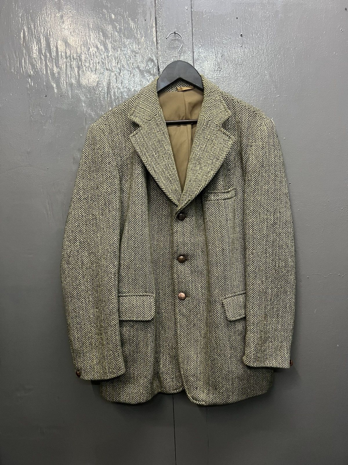 Harris Tweed Harris Tweed Herringbone Twill Hand Wooven Wool Blazers Size 44L - 1 Thumbnail