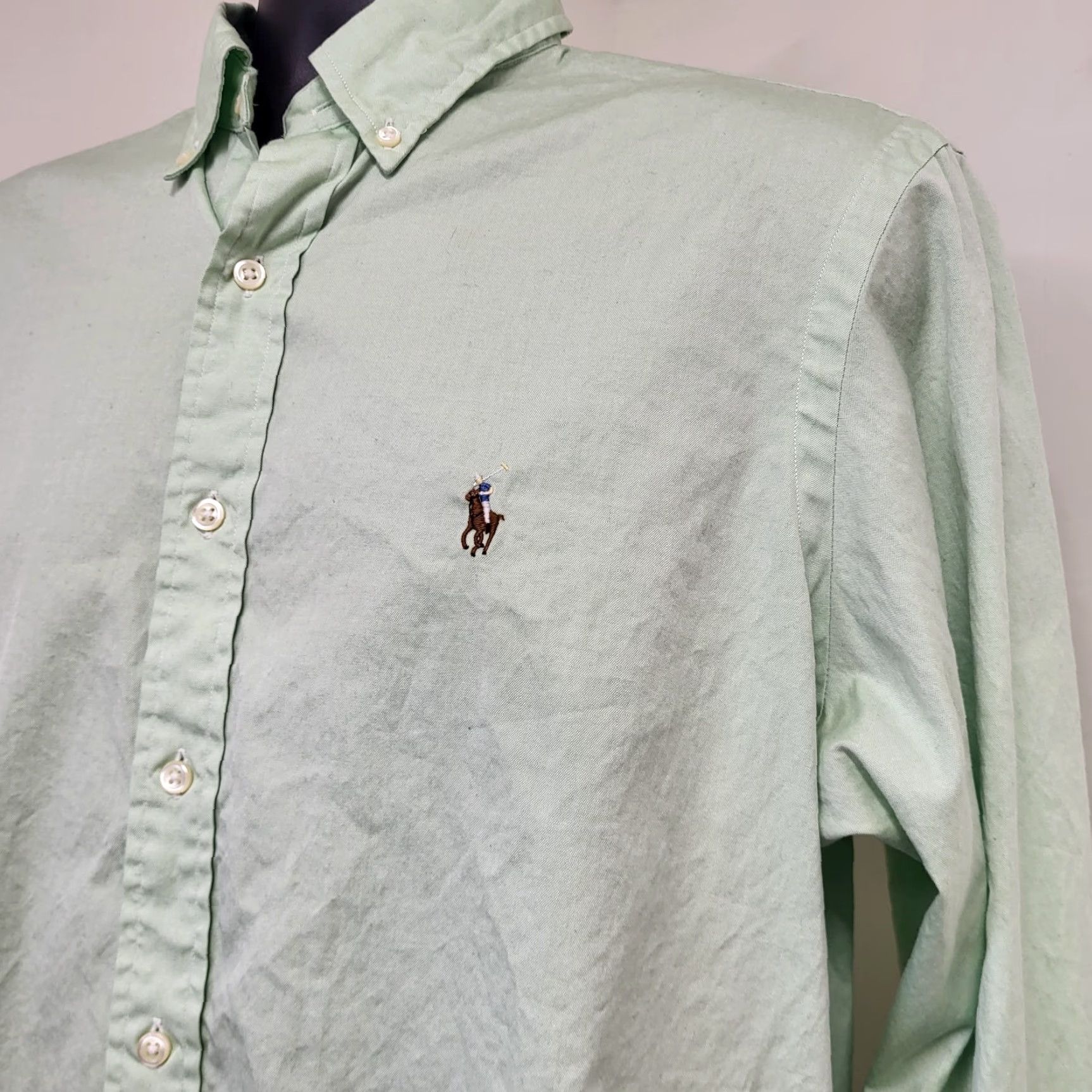 Ralph Lauren Ralph Lauren Shirt Mens 16 1/2 /42 Light Mint Green Long Sleeve Button-Down Pony Embroidered Classic Flex Size US L / EU 52-54 / 3 - 3 Thumbnail