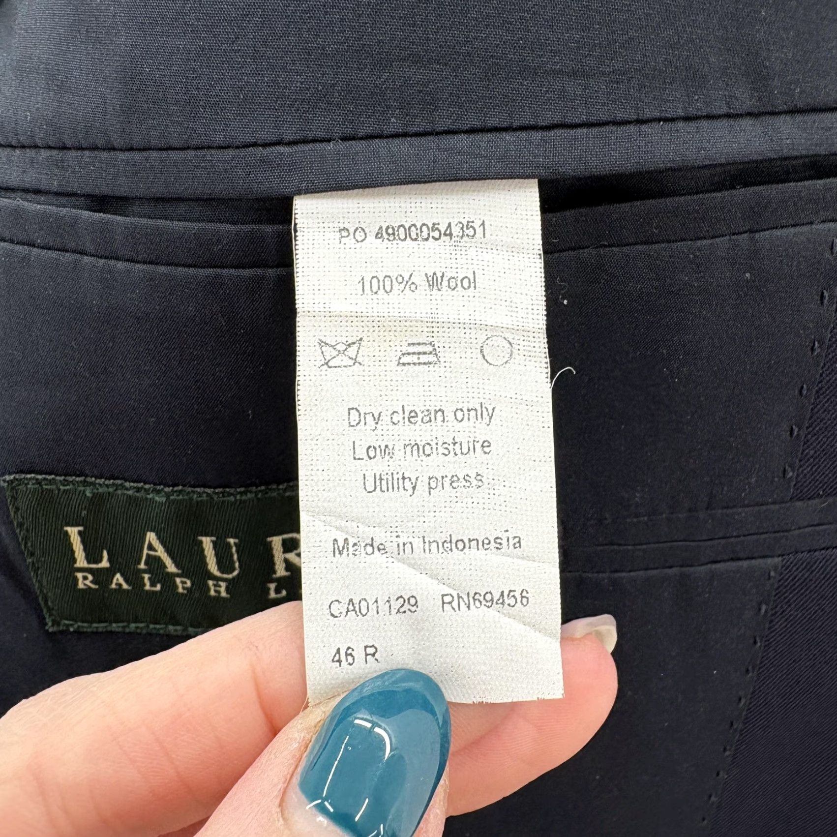 Ralph Lauren Lauren Ralph Lauren Blazer Mens 46R Navy Wool Gold Button Single-Breasted Notch 2-Piece 3-Button Inner Pockets Winter Business Formal Mens Size 46R - 6 Thumbnail