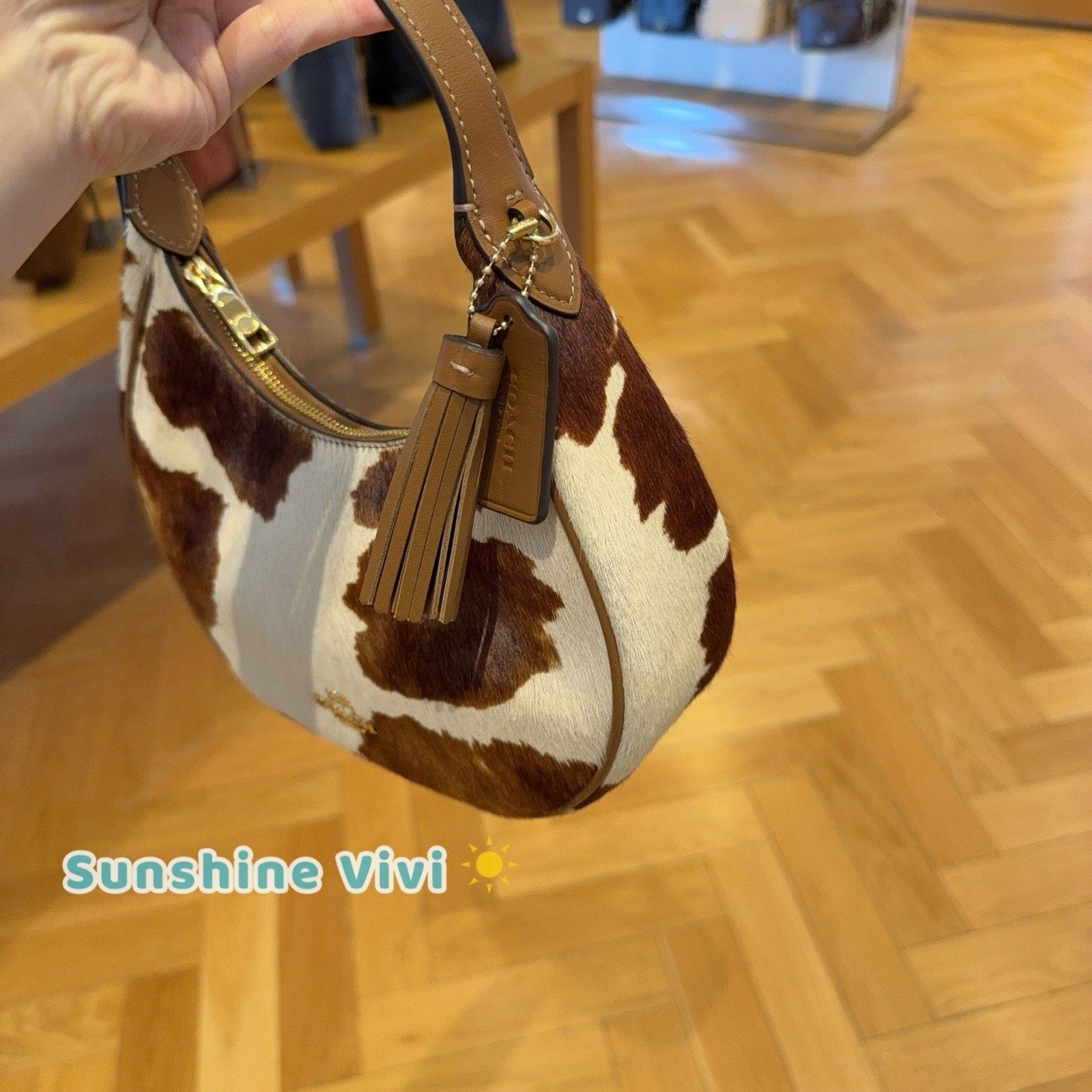 Coach NWT COACH Emily Shoulder Bag In Haircalf Cow CDX23 Gold/Cow Size ONE SIZE - 3 Thumbnail