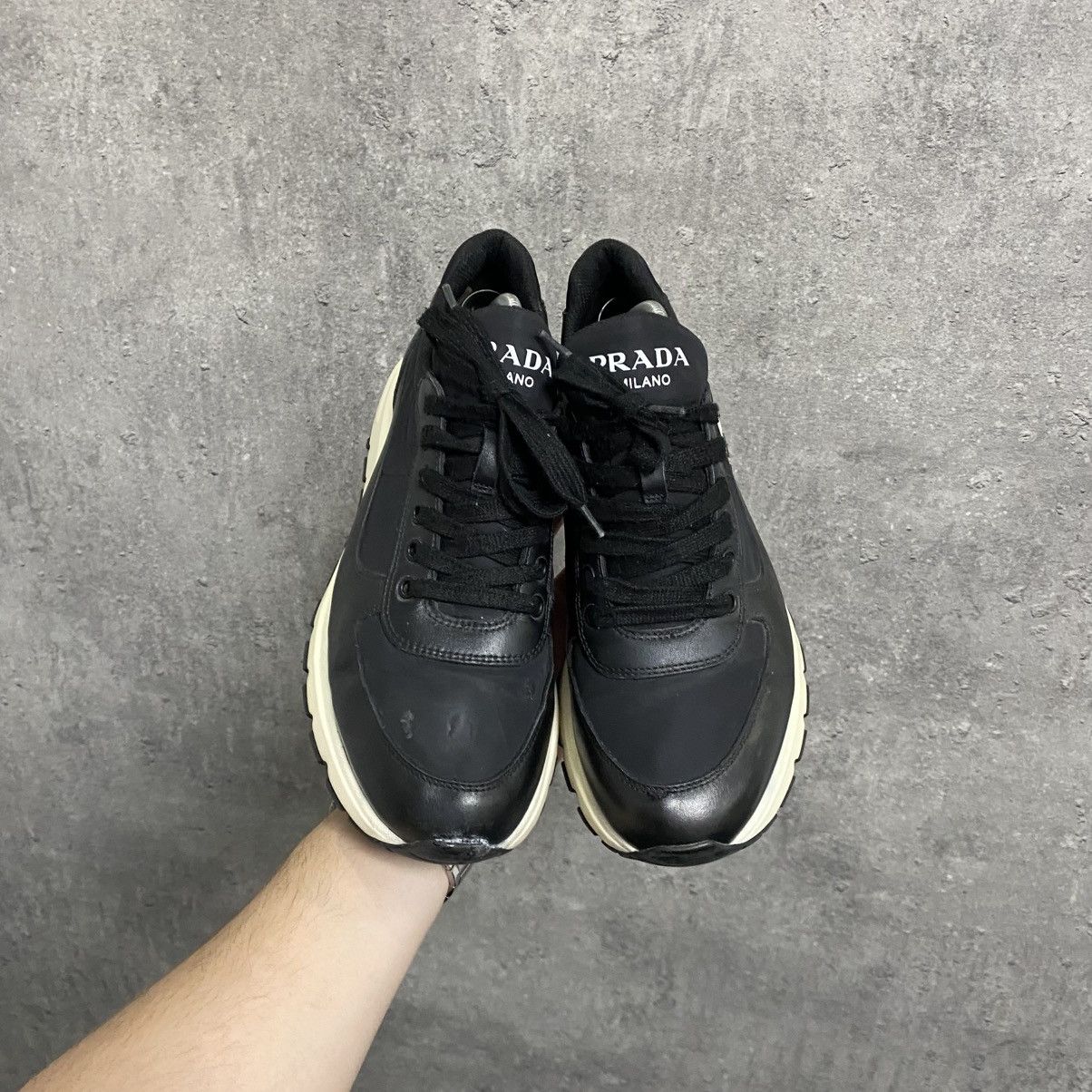 Prada Prada Milano Black Leather Shoes Trainers Prax 01 Size US 7.5 / EU 40-41 - 3 Thumbnail