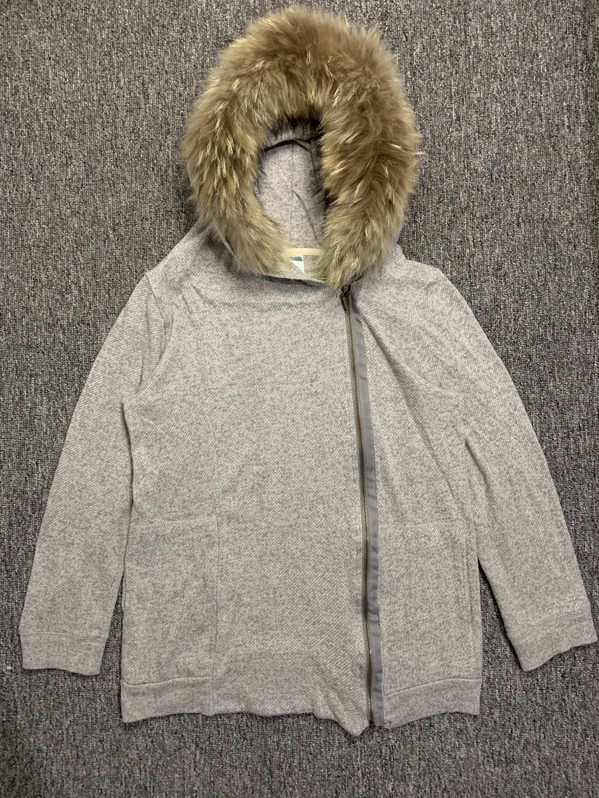Japanese Brand Liesse Crazy Assymmetric Grey Zip Fur Hoodie Punk Rock Style Size L / US 10 / IT 46 - 2 Thumbnail