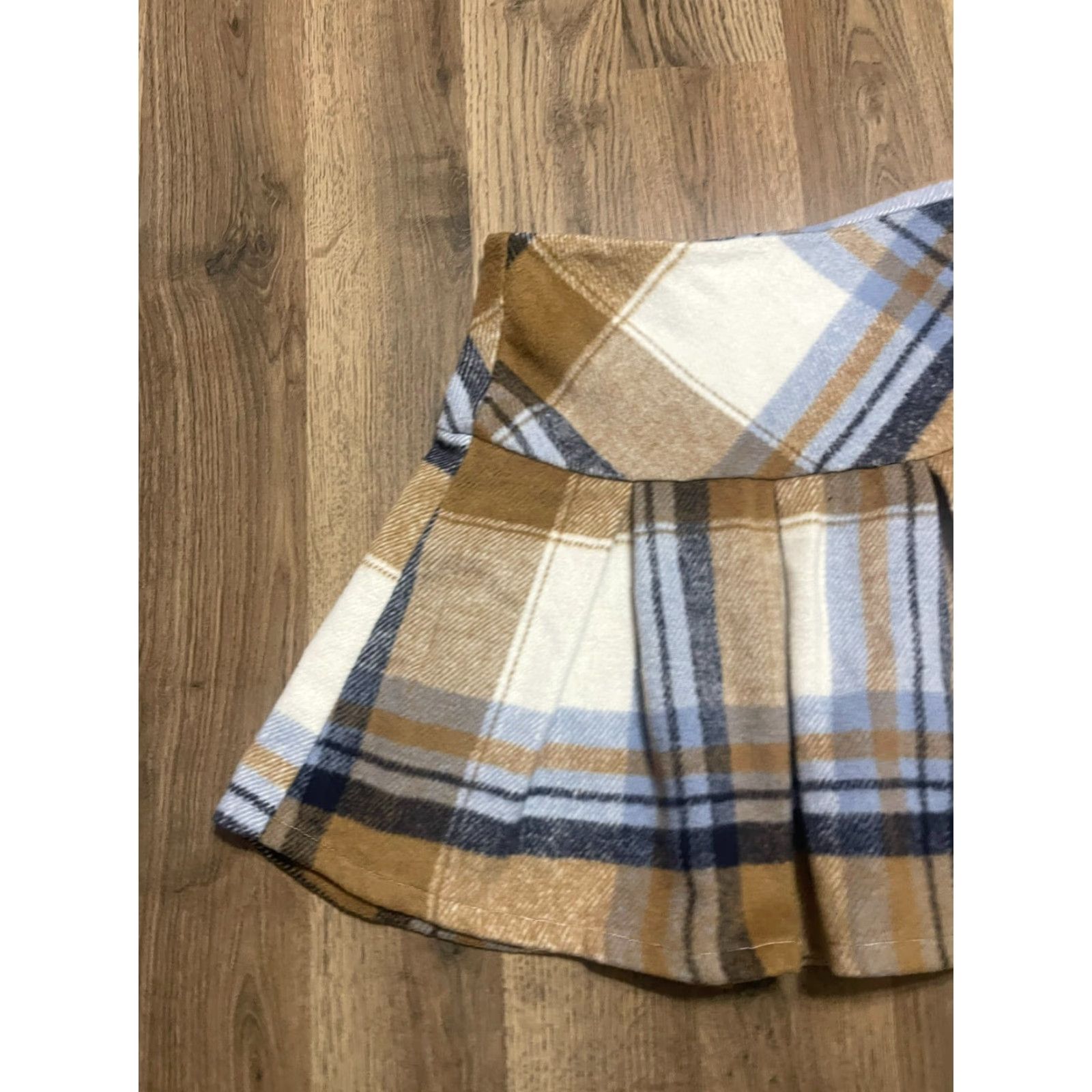 Vintage Blue Rain by Francesca's Skirt Women's Small Brown White Blue Side Zip Size 28" / US 6 / IT 42 - 3 Thumbnail