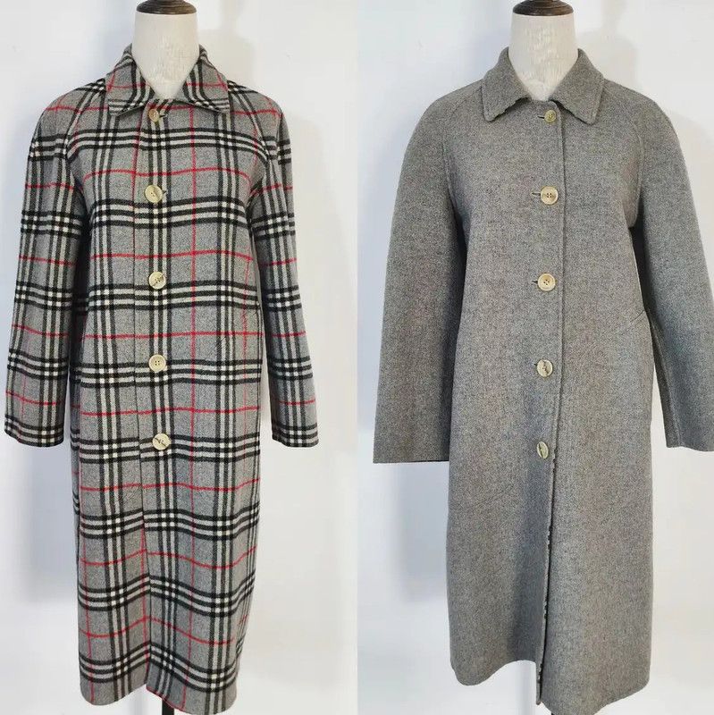 Burberry Burberry Grey Wool Plaid Long Coat for Women Size M / US 6-8 / IT 42-44 - 1 Thumbnail