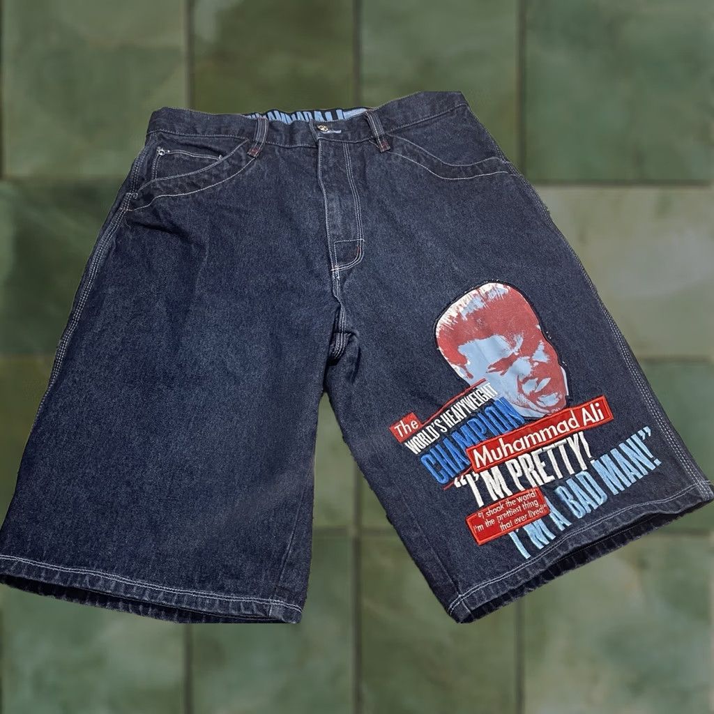 Fubu FUBU Platinum Muhammad Ali Denim Shorts 34x13 Blue Black Mens Size US 34 / EU 50 - 1 Thumbnail