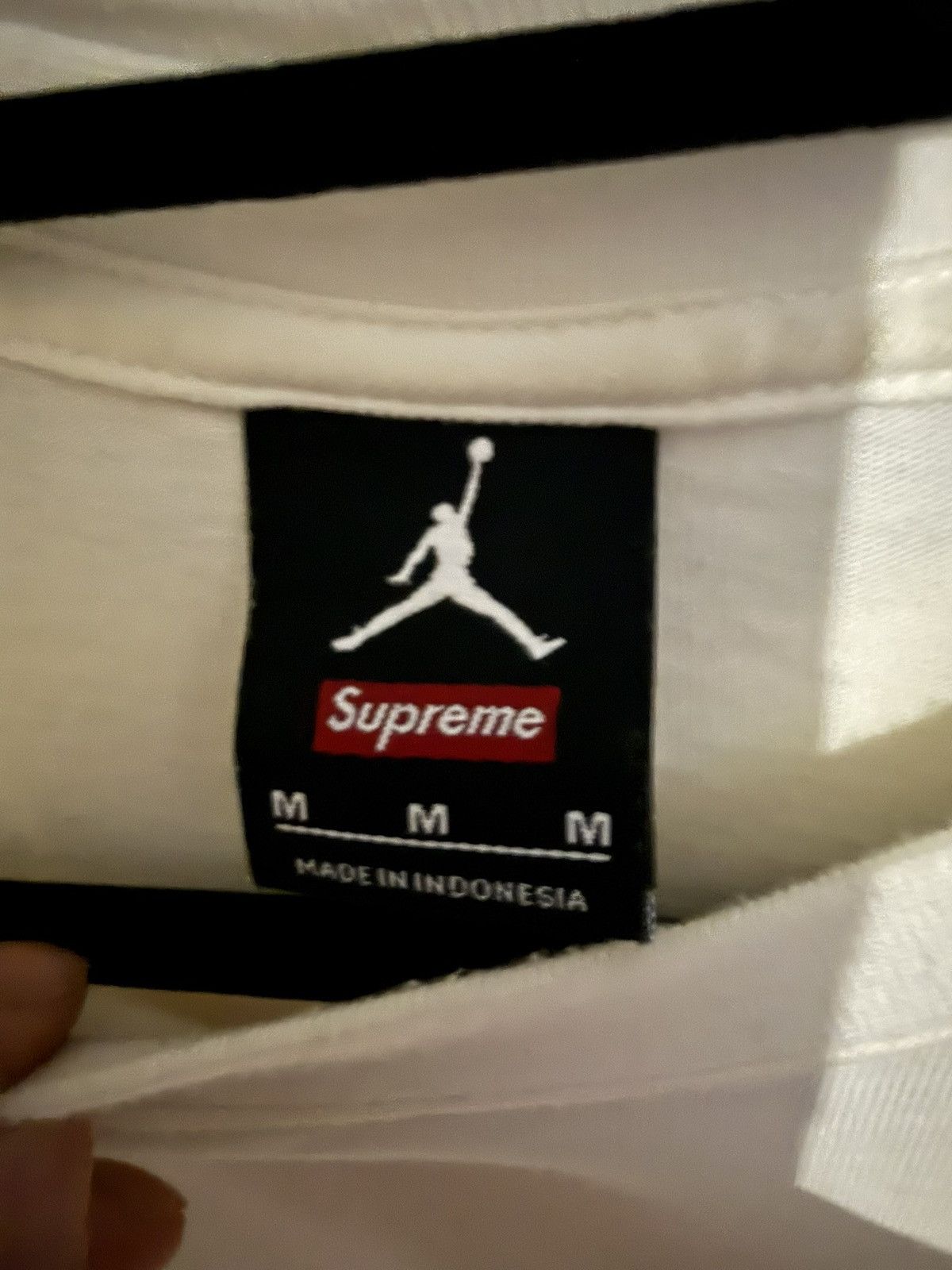 Jordan Brand × Supreme Supreme Jordan Logo White Men Cotton Crew Neck Short Sleeve Size US M / EU 48-50 / 2 - 4 Thumbnail