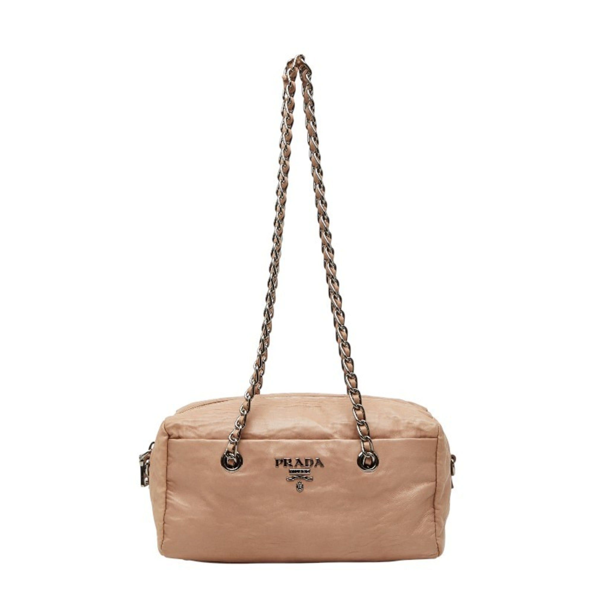 Prada Prada logo shoulder bag in pink leather for women Size ONE SIZE - 1 Thumbnail