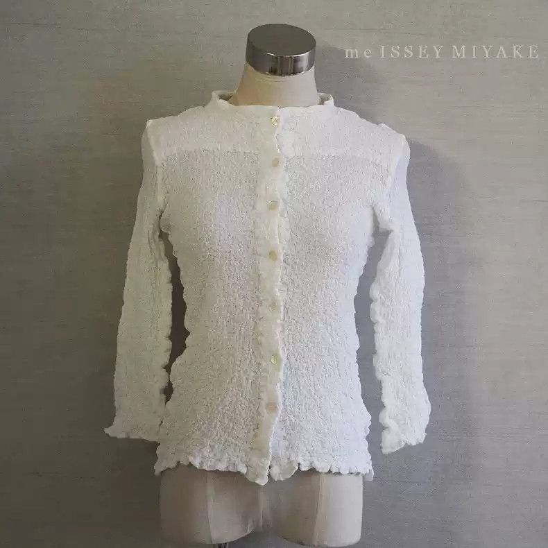 issey miyake me line top shirt round neck long sleeve