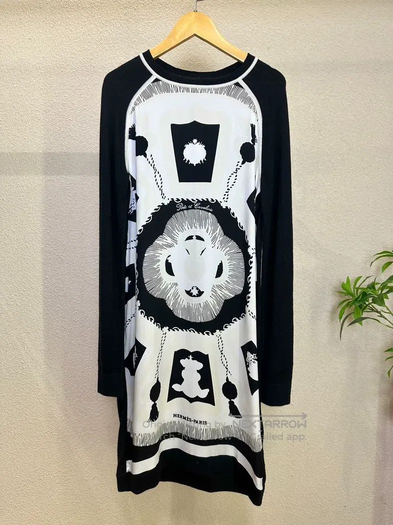 Hermes Hermes Black and White Geometric Pattern Printed Dress Size XXS / US 00 / IT 34 - 1 Thumbnail