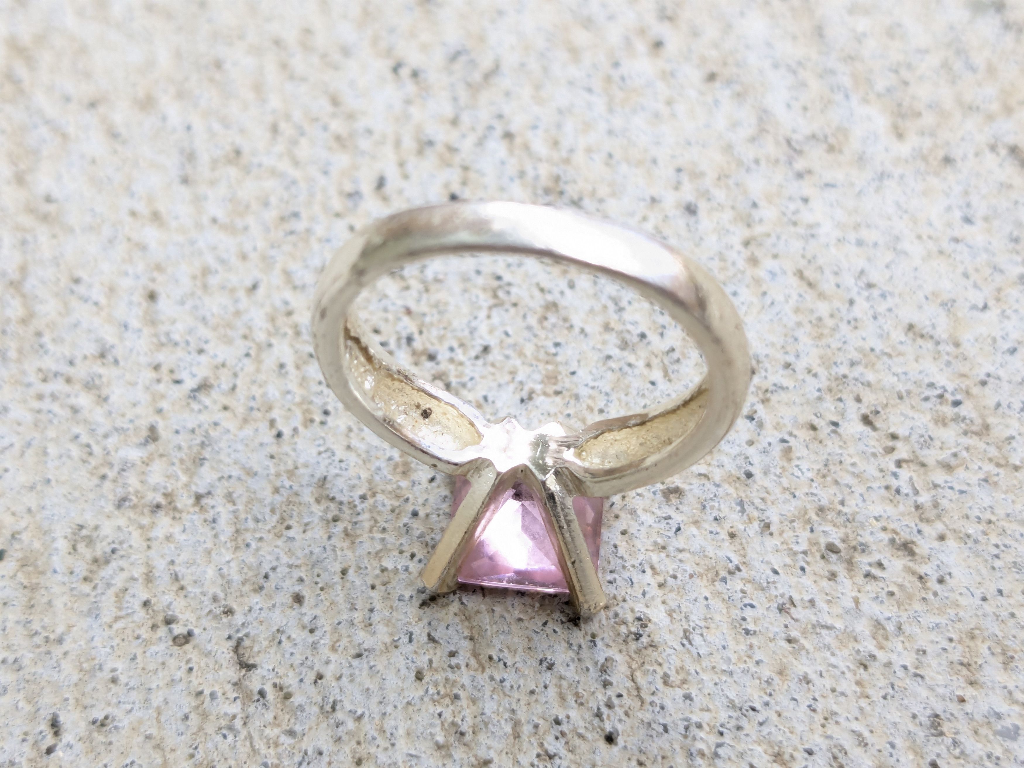 Jewelry Sterling Silver Ring Pink Topaz 6 Square Princess Cut Band Size ONE SIZE - 9 Thumbnail
