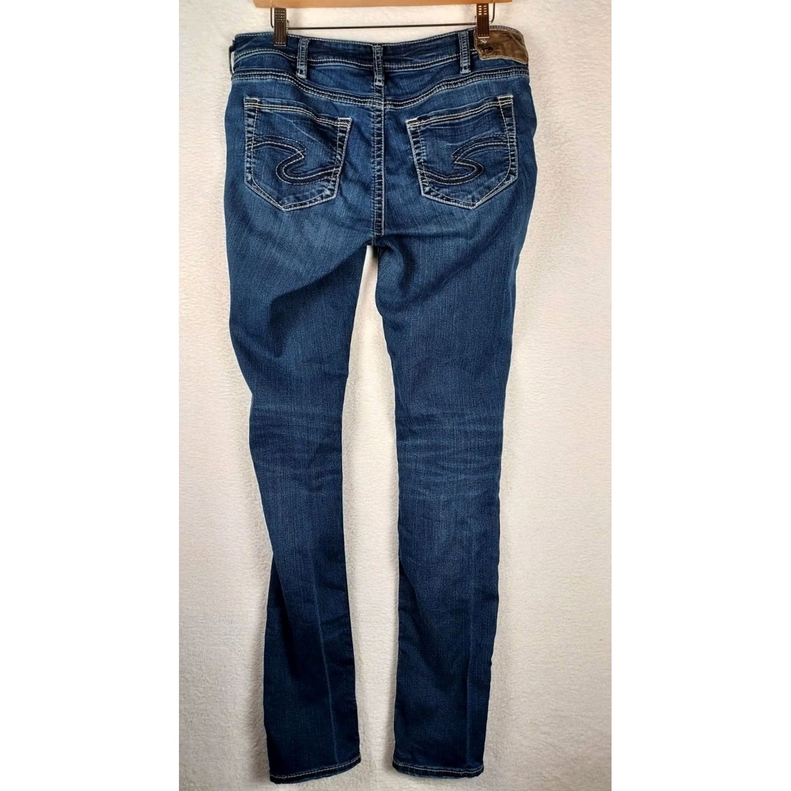 Silver Jeans Co. Silver Jeans Suki High Super Skinny Jeans Women 30x31 Dark Wash Denim Blue 5-Pocket Stretch Slim Regular Size 30" / US 8 / IT 44 - 6 Thumbnail