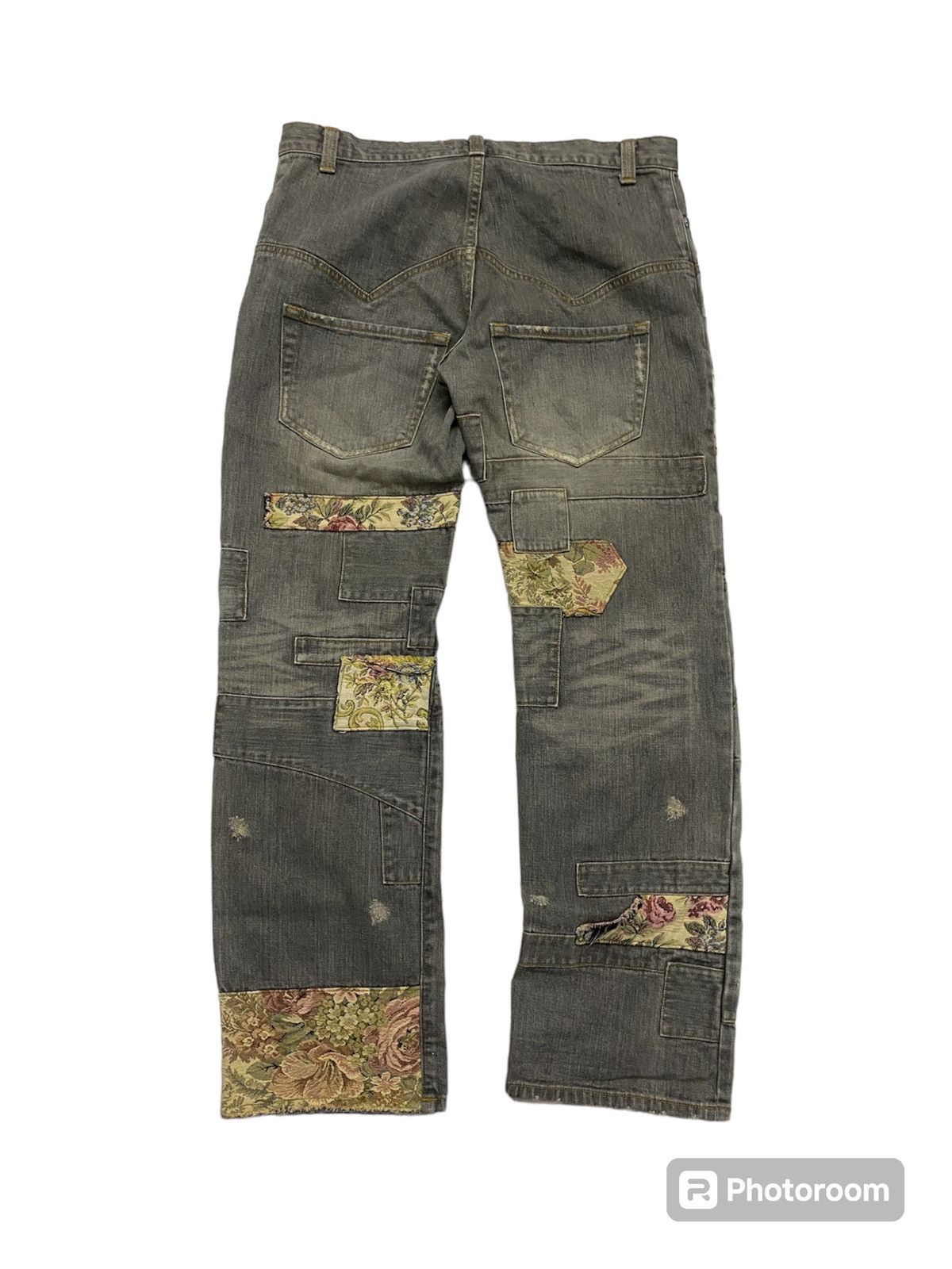 Designer × Issey Miyake × Japanese Brand Issey Miyake Sunaokuwahara Floral Patchwork Denim Size US 31 - 2 Thumbnail