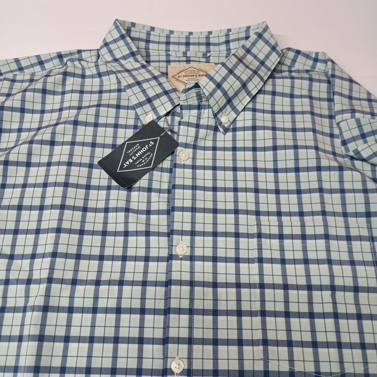 St. Johns Bay St John’s Bay Shirt Men's Size 2XL XXL Blue Haze Grid Check Size US XXL / EU 58 / 5 - 3 Thumbnail