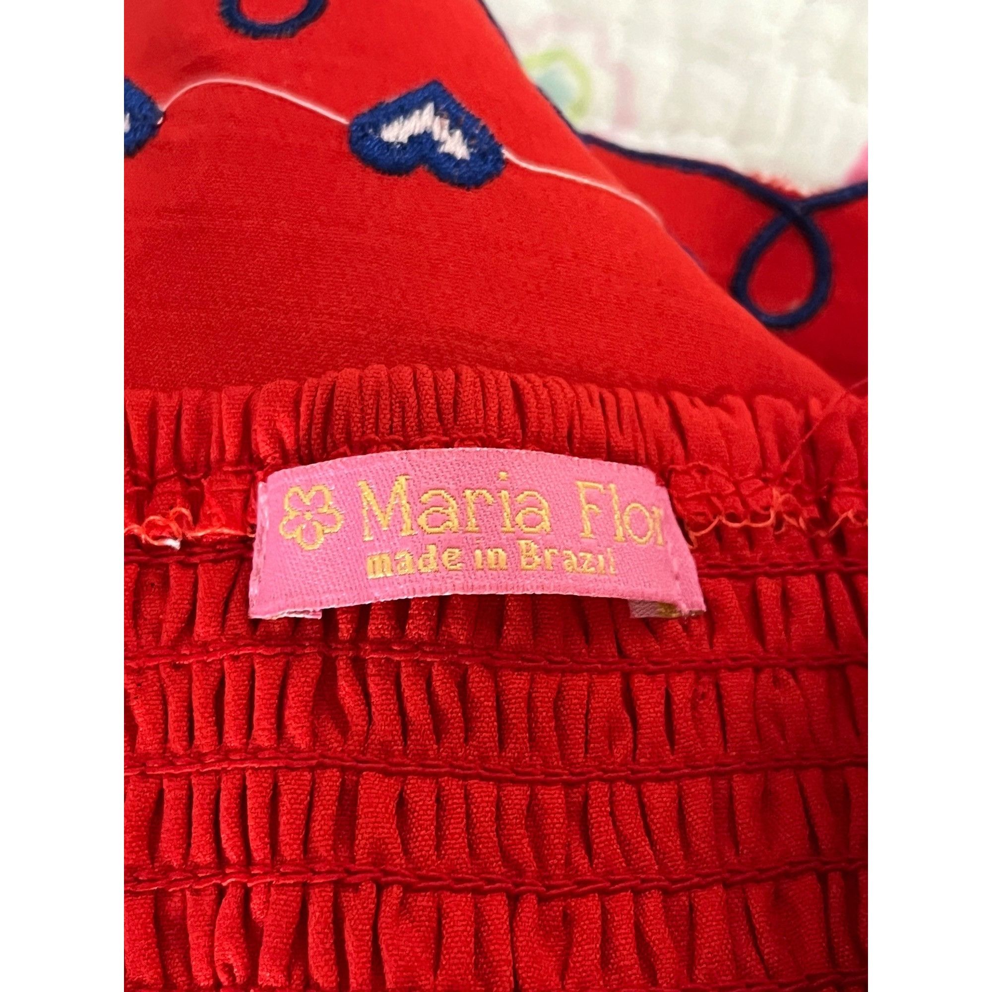Other Red Cropped Tank Top With Blue Embroidered Heart Trim Size M / US 6-8 / IT 42-44 - 3 Thumbnail