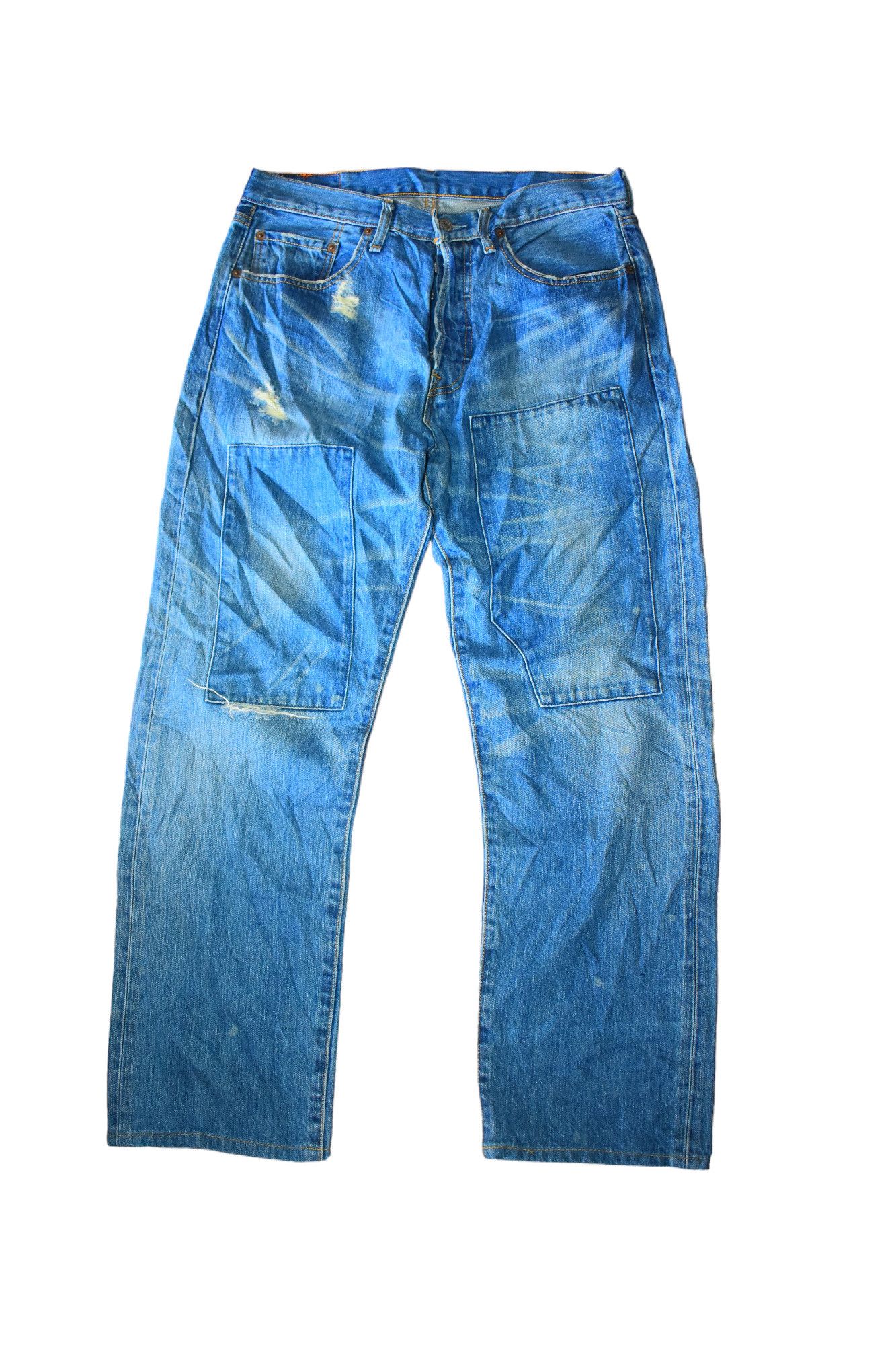 1990s LEVIS 501 Thrashed shops Patchwork Vintage Denim // Size 32” Waist