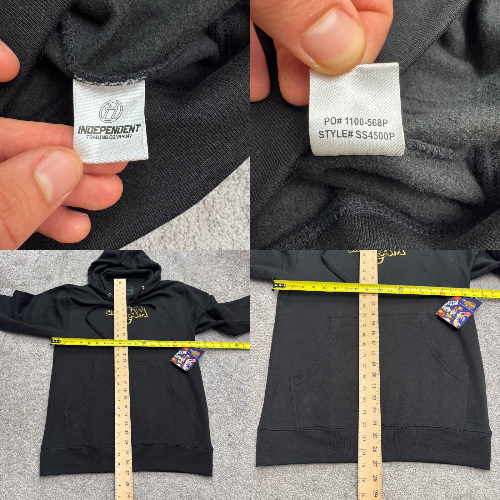 Vintage Space Jam Hoodie Mens Pullover Hooded Fleece Black Bugs Bunny Logo 25th Anniversary Small Size US S / EU 44-46 / 1 - 9 Thumbnail
