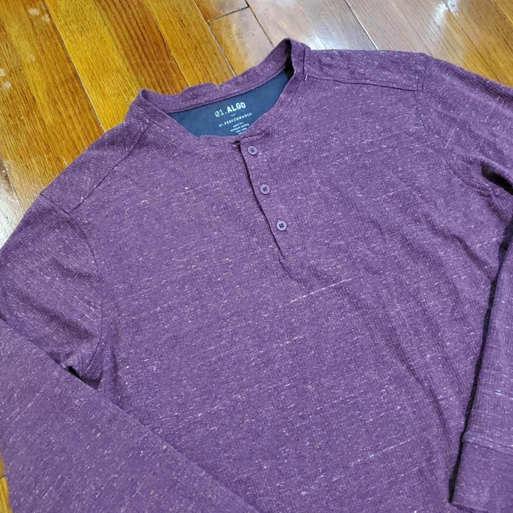 Vintage 01. Algo Performance Long Sleeve Henley Shirt Men’s XL Red Maroon Heather UPF 50 Size US XL / EU 56 / 4 - 3 Thumbnail