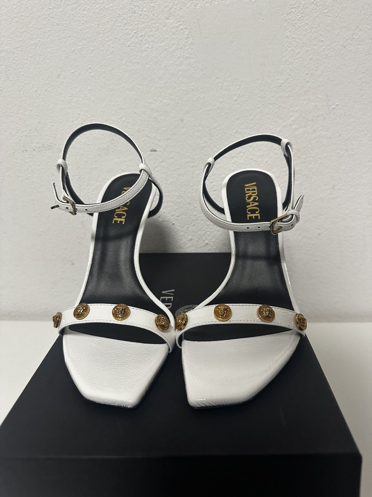 Versace Versace White Studded Sandals Size US 9 / IT 39 - 3 Thumbnail