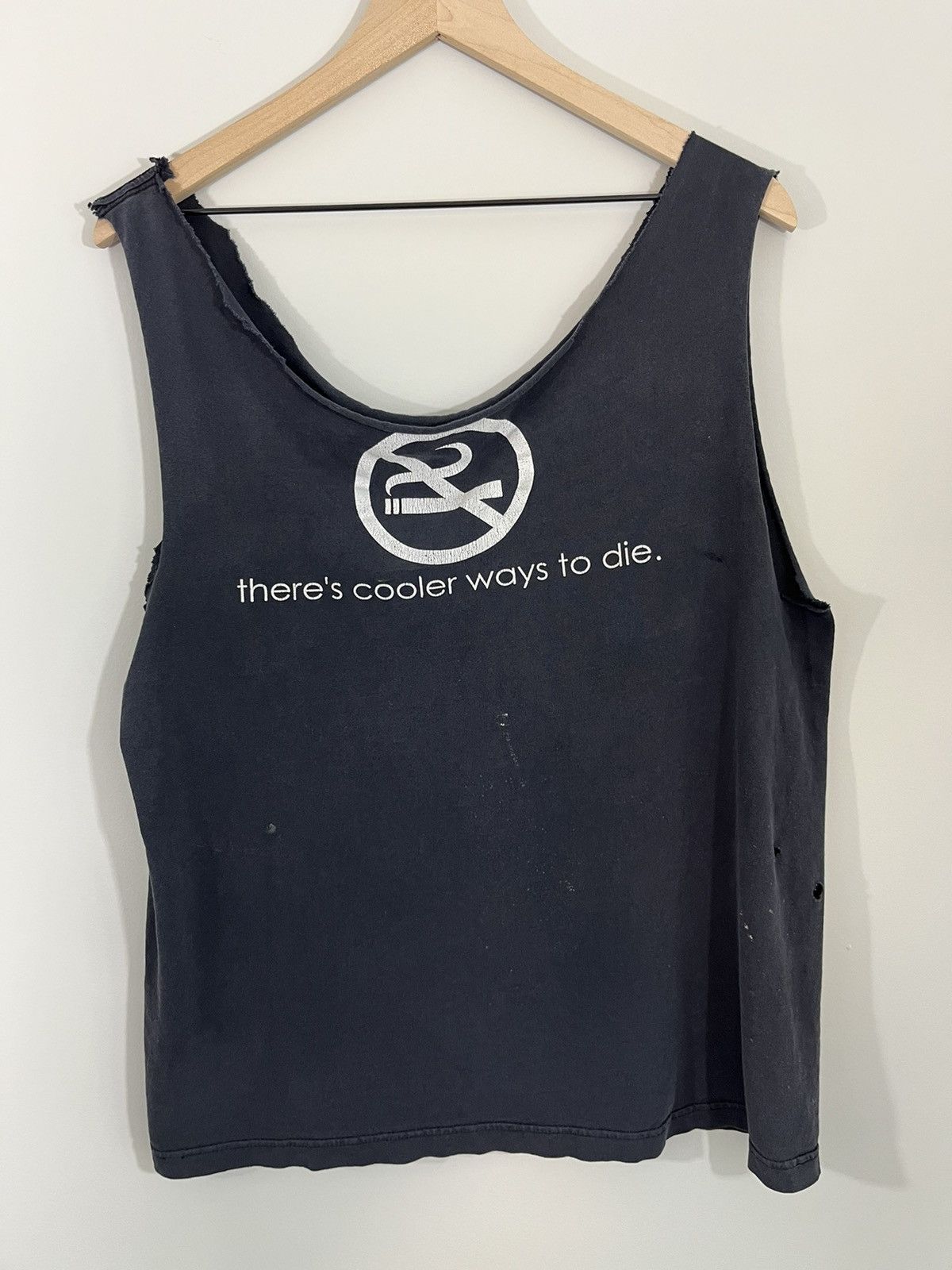 Vintage NO SMOKING Death Joke Sun Faded Thrashed Cut Off Size US L / EU 52-54 / 3 - 1 Thumbnail